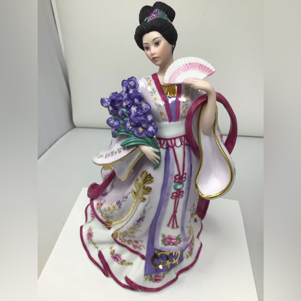 Danbury Mint Elegant Porcelain Figurine Iris princess with Purple Gold Accents